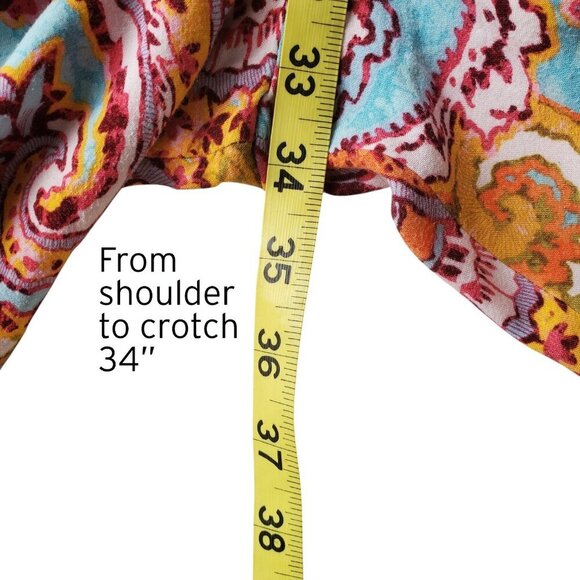 Ivy Street Jumpsuit Colorful Paisley Hankerchief Style Loose Fit Size L - Picture 13 of 16